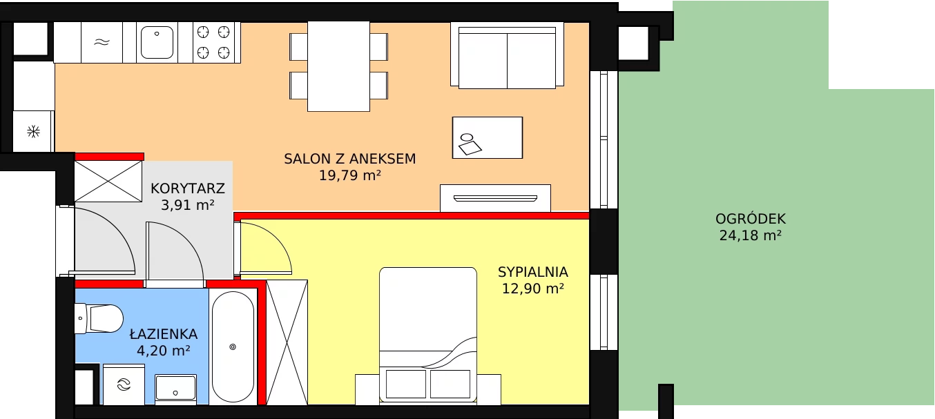 Mieszkanie 40,80 m², parter, oferta nr D/M03, Diamentowe Tarasy, Lublin, Wrotków, ul. Wolińskiego