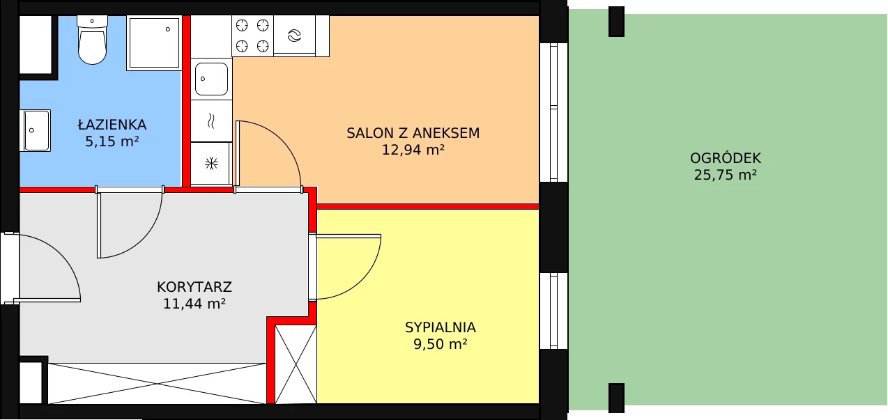 2 pokoje, mieszkanie 39,03 m², parter, oferta nr D/M05, Diamentowe Tarasy, Lublin, Wrotków, ul. Wolińskiego