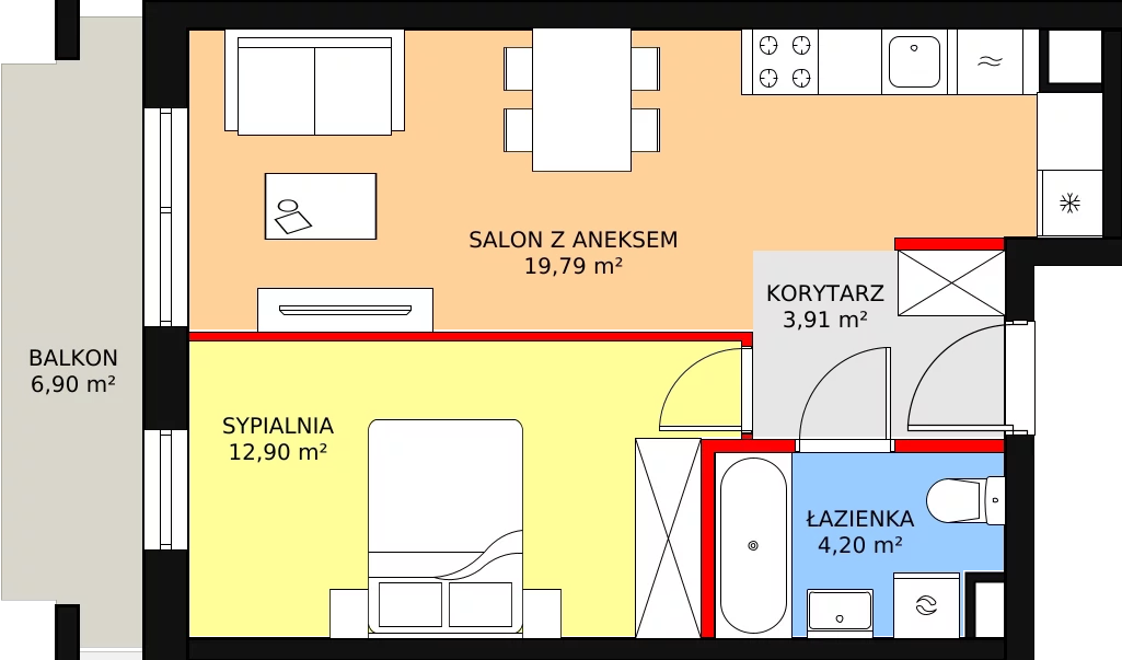 2 pokoje, mieszkanie 40,80 m², piętro 1, oferta nr D/M11, Diamentowe Tarasy, Lublin, Wrotków, ul. Wolińskiego