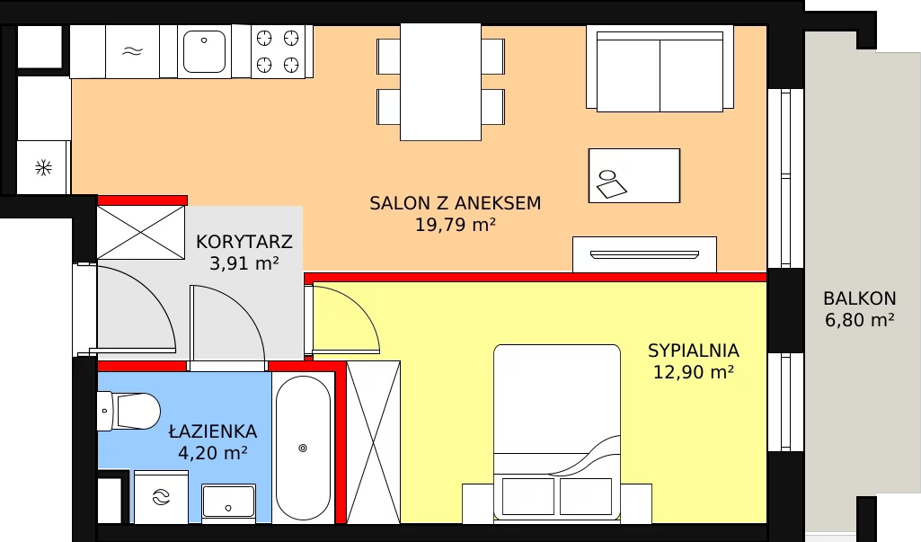 Mieszkanie 40,80 m², piętro 1, oferta nr D/M12, Diamentowe Tarasy, Lublin, Wrotków, ul. Wolińskiego