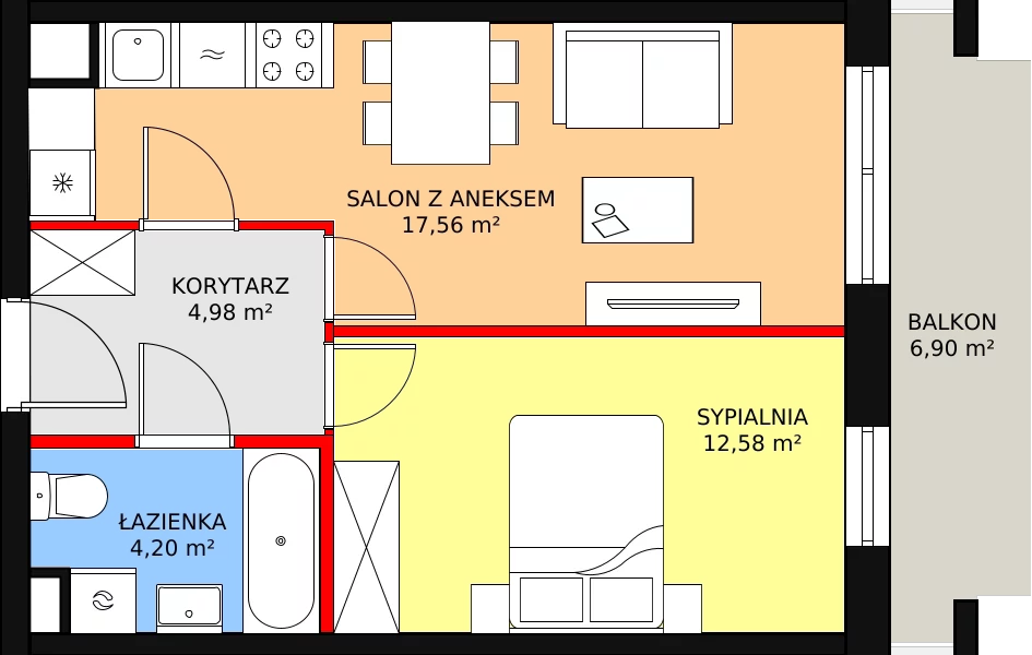 Mieszkanie 39,32 m², piętro 1, oferta nr D/M13, Diamentowe Tarasy, Lublin, Wrotków, ul. Wolińskiego