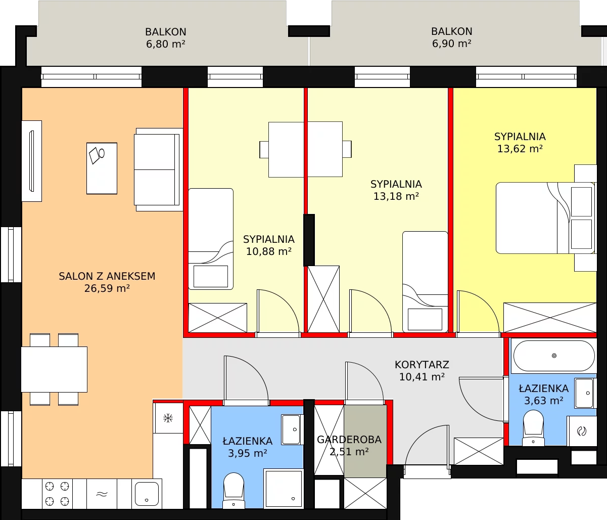 4 pokoje, mieszkanie 84,77 m², piętro 1, oferta nr D/M17, Diamentowe Tarasy, Lublin, Wrotków, ul. Wolińskiego