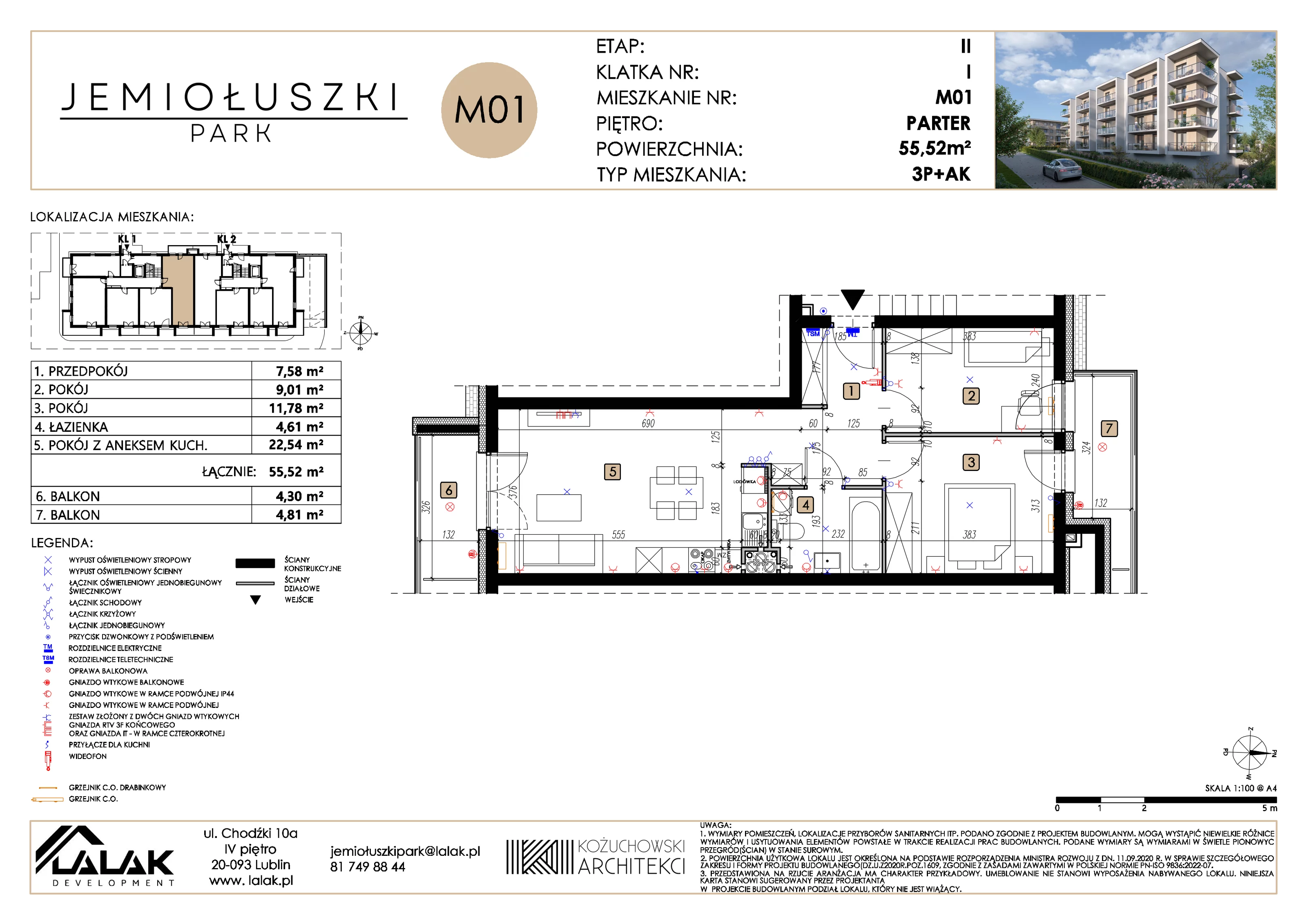3 pokoje, mieszkanie 55,52 m², parter, oferta nr A2_M01, Jemiołuszki Park II, Lublin, Węglin Południowy, ul. Jemiołuszki