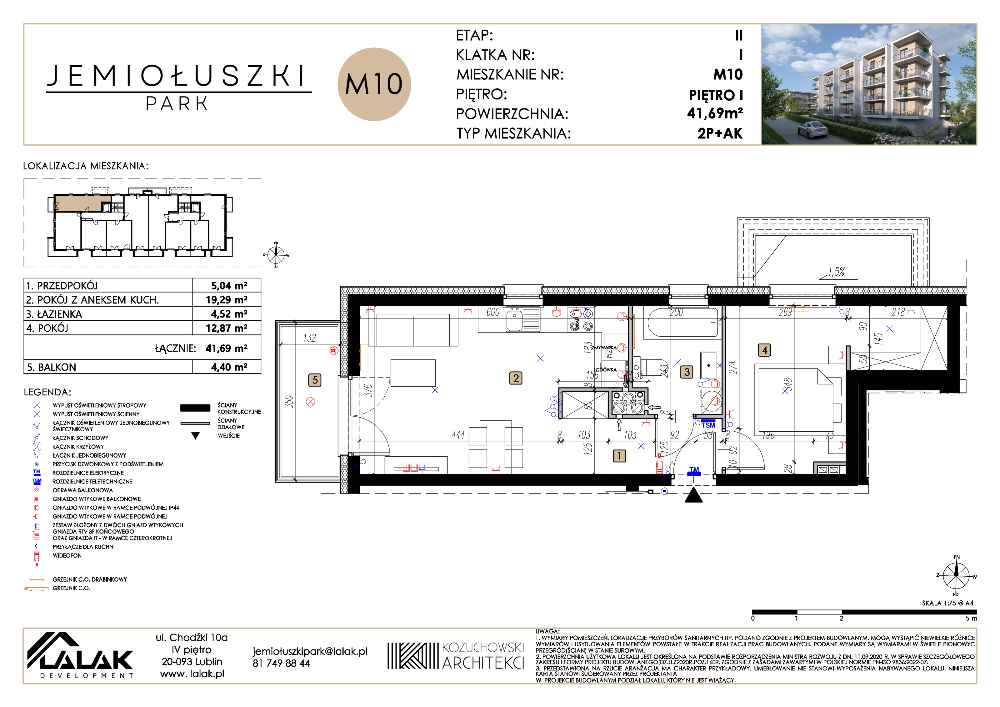 2 pokoje, mieszkanie 41,69 m², piętro 1, oferta nr A2_M10, Jemiołuszki Park II, Lublin, Węglin Południowy, ul. Jemiołuszki