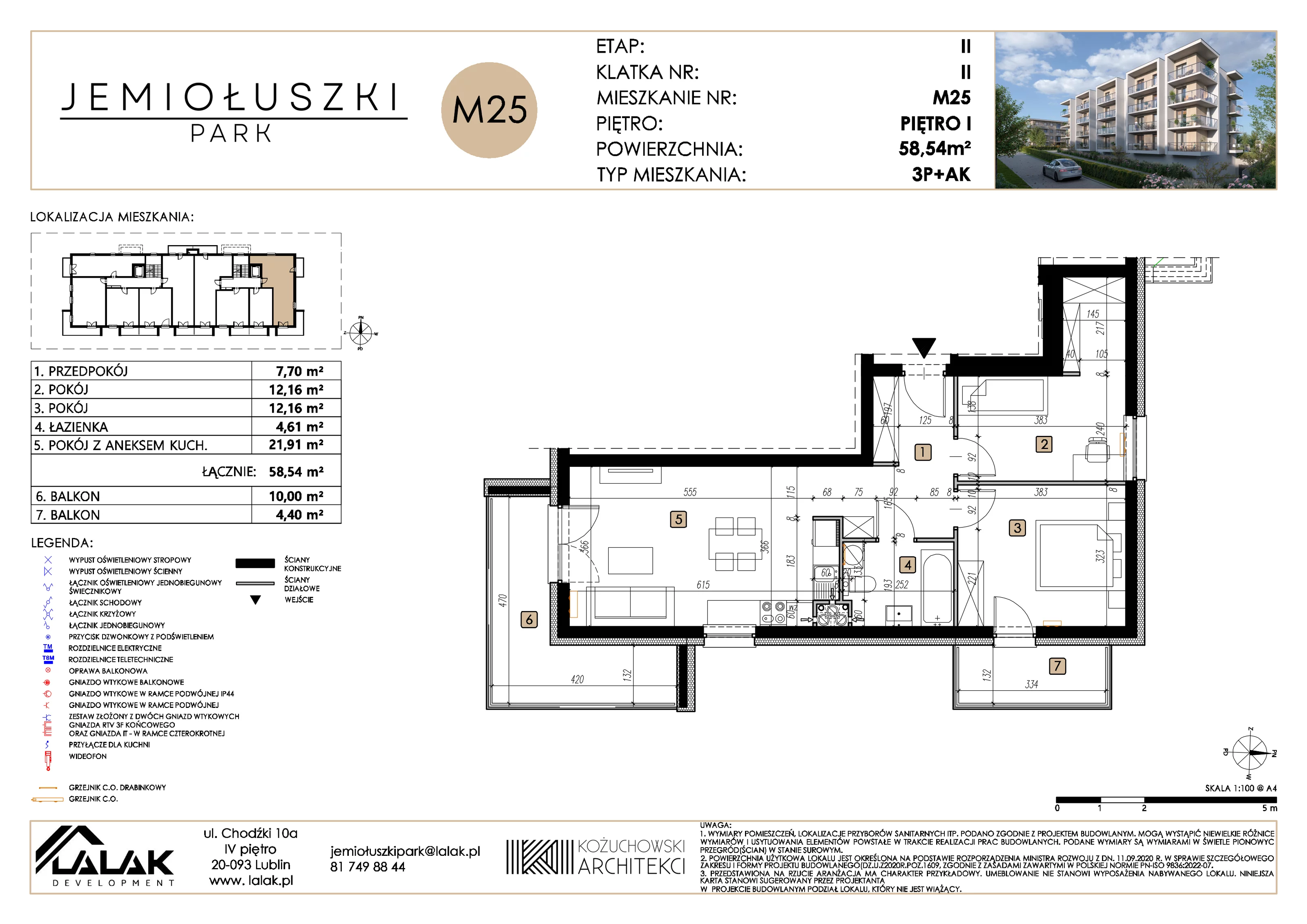 3 pokoje, mieszkanie 58,54 m², piętro 1, oferta nr A2_M25, Jemiołuszki Park II, Lublin, Węglin Południowy, ul. Jemiołuszki