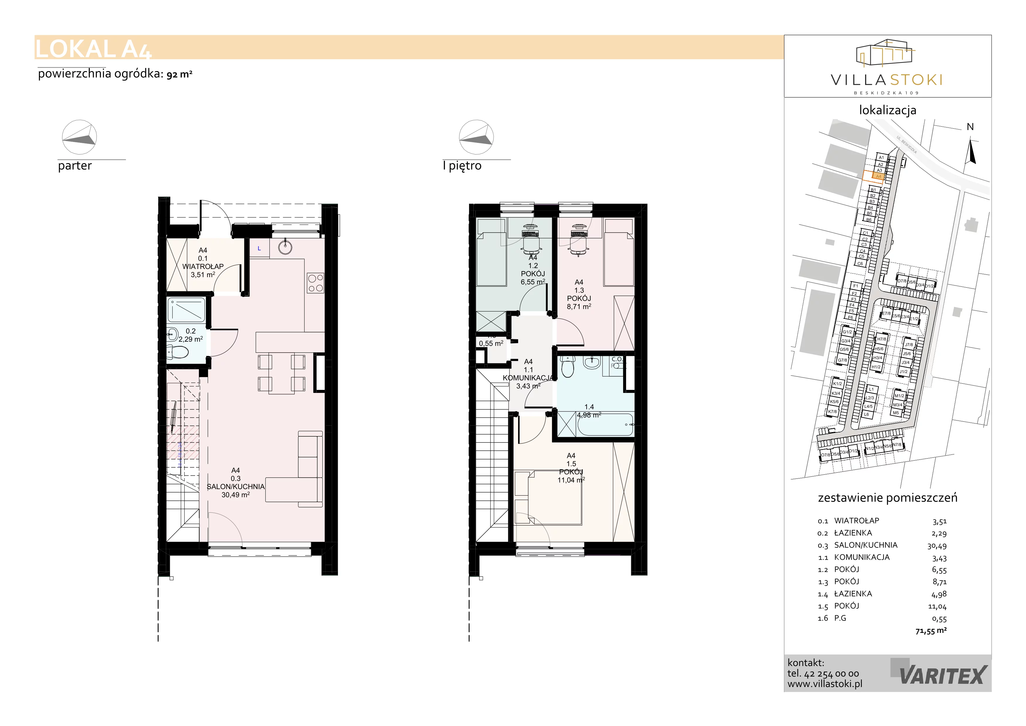 Dom 71,55 m², oferta nr A4, Villa Stoki - domy, Łódź, Widzew, ul. Beskidzka 109