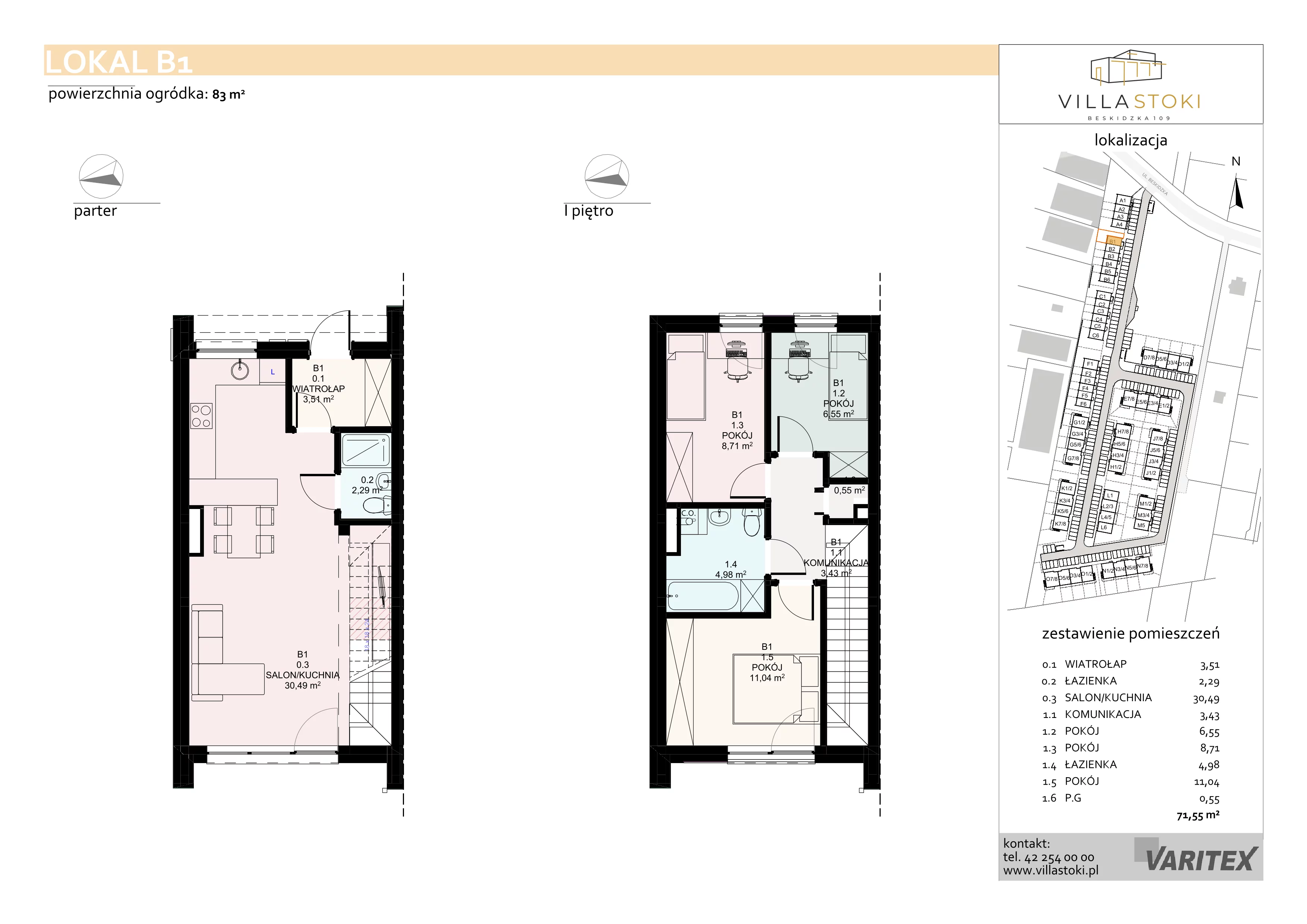 Dom 71,55 m², oferta nr B1, Villa Stoki - domy, Łódź, Widzew, ul. Beskidzka 109