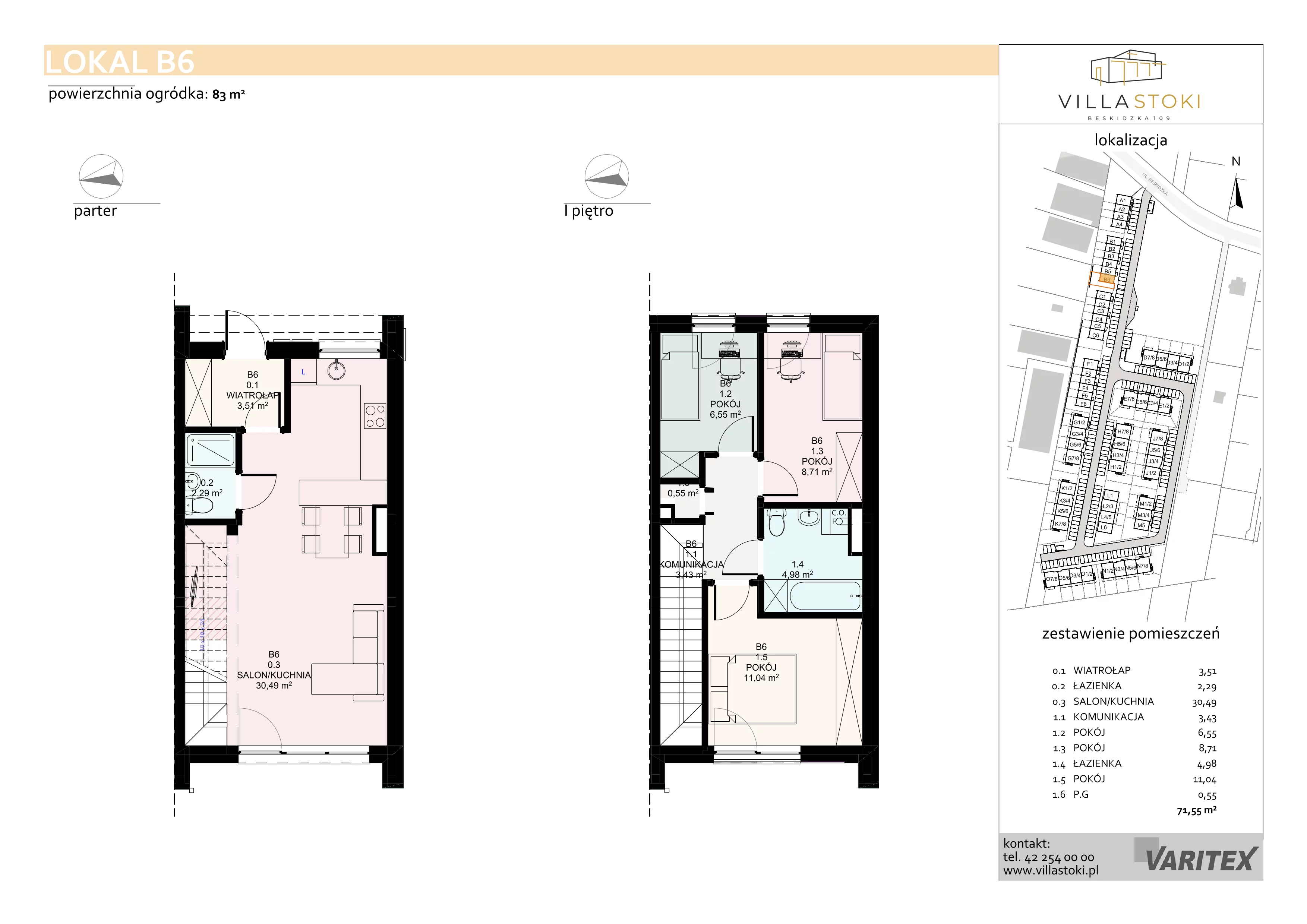 Dom 71,55 m², oferta nr B6, Villa Stoki - domy, Łódź, Widzew, ul. Beskidzka 109