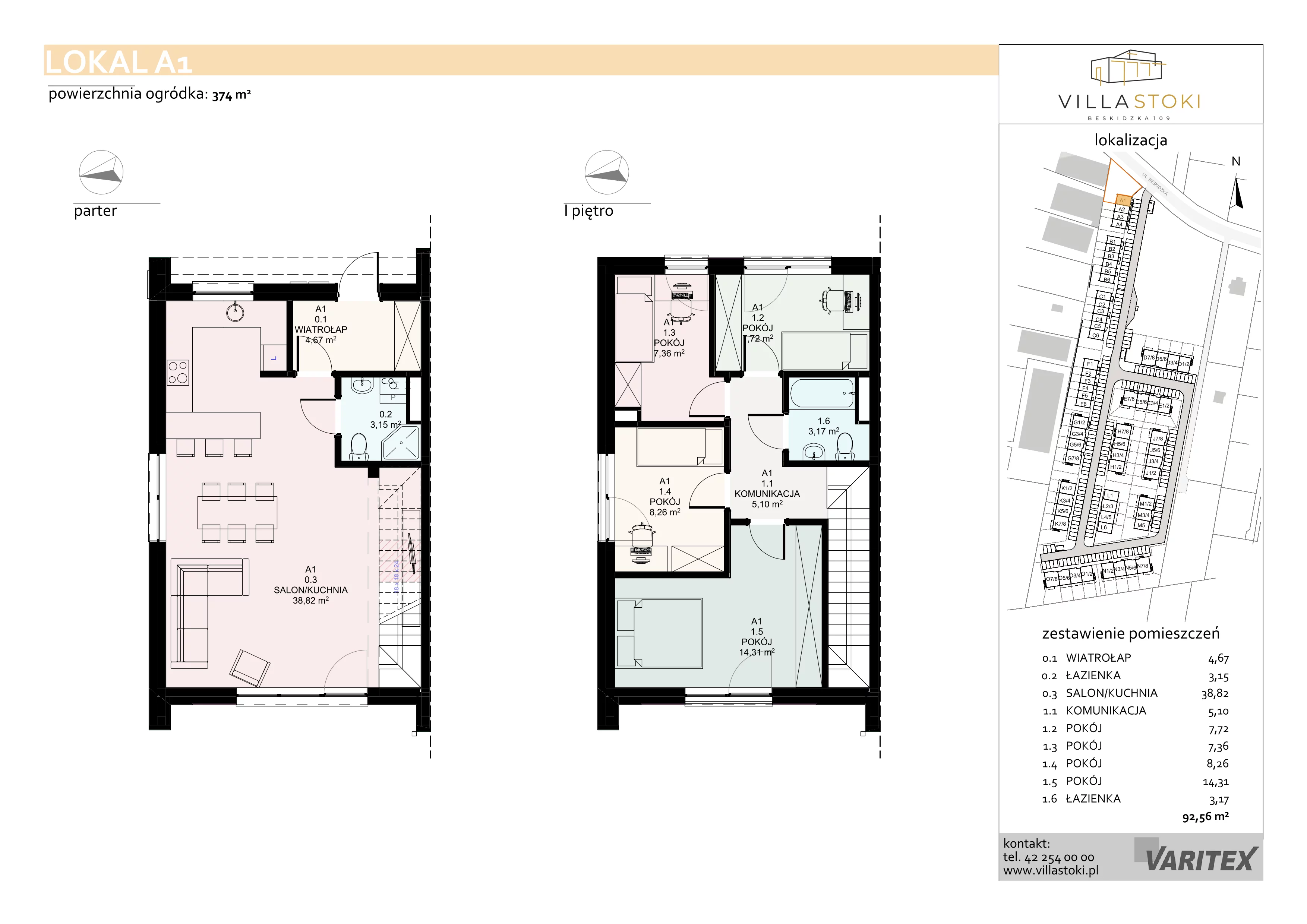 Dom 92,56 m², oferta nr A1, Villa Stoki - domy, Łódź, Widzew, ul. Beskidzka 109