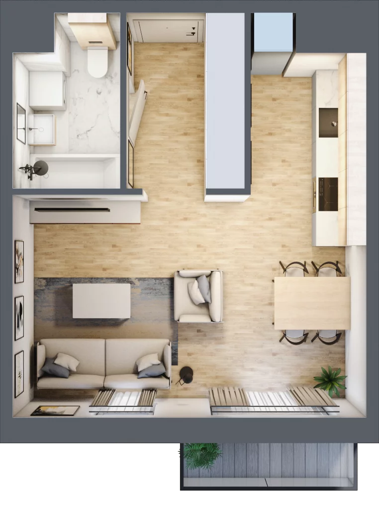 1 pokój, mieszkanie 32,19 m², piętro 6, oferta nr B6.12, Stacja Augustów, Łódź, Widzew, ul. Augustów 1