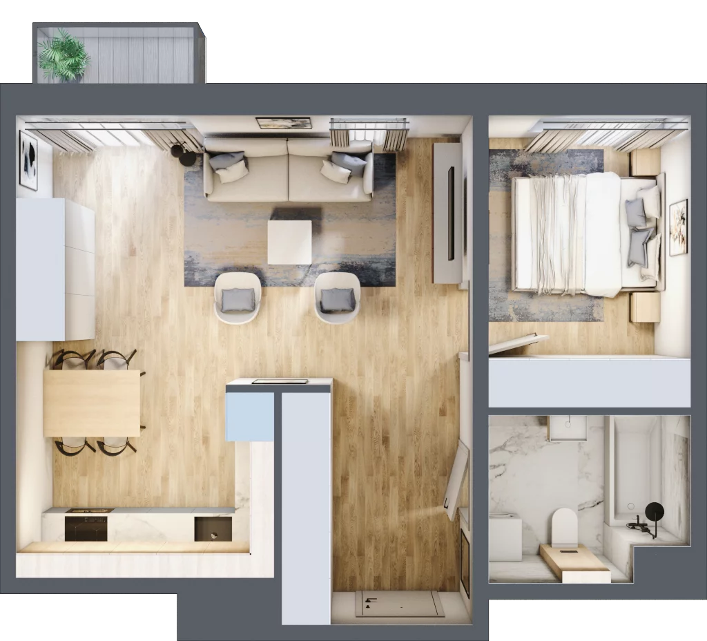 2 pokoje, mieszkanie 46,52 m², piętro 2, oferta nr B2.4, Stacja Augustów, Łódź, Widzew, ul. Augustów 1