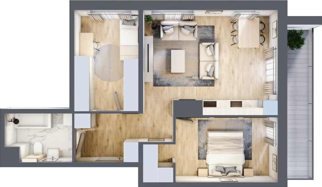 3 pokoje, mieszkanie 58,83 m², piętro 6, oferta nr B6.7, Stacja Augustów, Łódź, Widzew, ul. Augustów 1