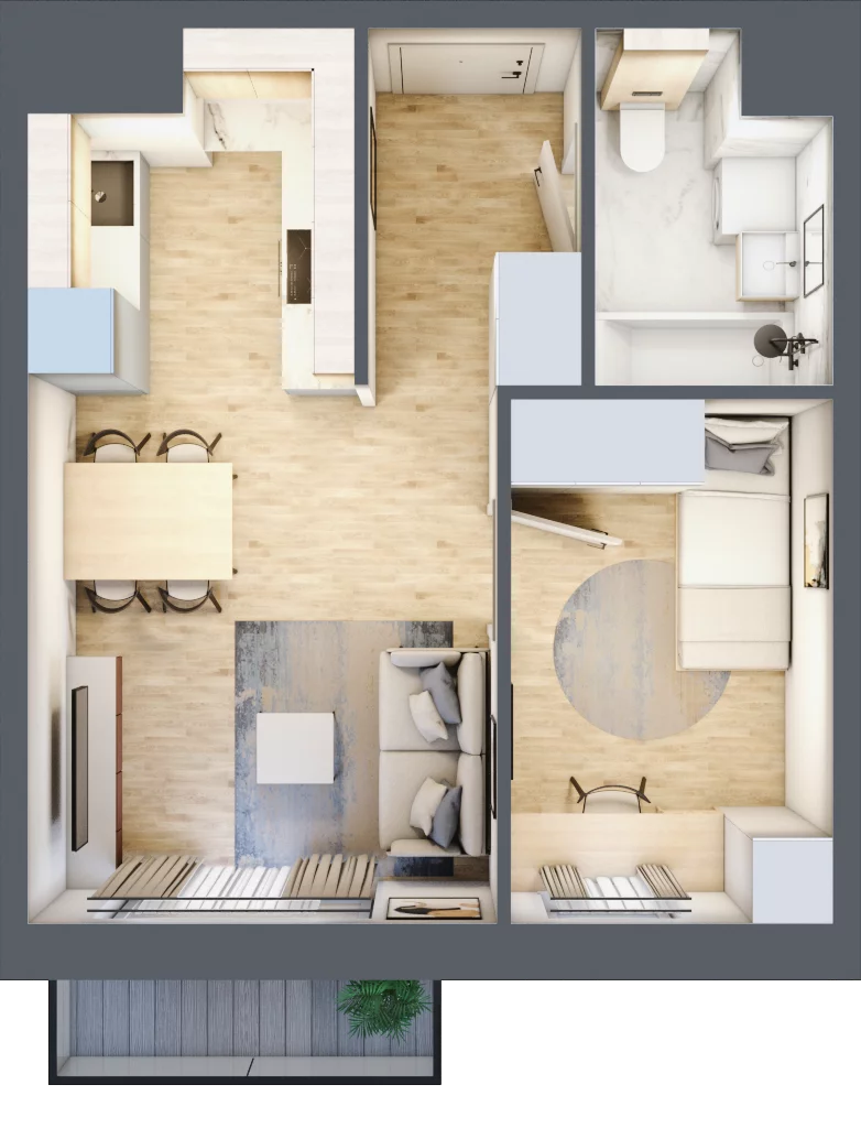 2 pokoje, mieszkanie 32,79 m², piętro 6, oferta nr B6.11, Stacja Augustów, Łódź, Widzew, ul. Augustów 1
