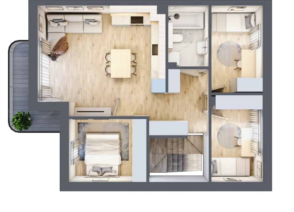 4 pokoje, mieszkanie 65,45 m², parter, oferta nr A.24, Zastawna, Łódź, Górna, ul. Zastawna