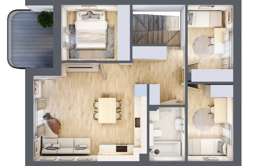 4 pokoje, mieszkanie 65,45 m², piętro 1, oferta nr A.8, Zastawna, Łódź, Górna, ul. Zastawna