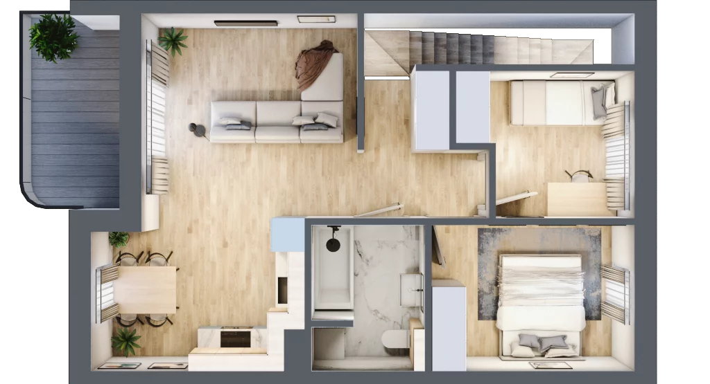 3 pokoje, mieszkanie 53,83 m², piętro 1, oferta nr A.22, Zastawna, Łódź, Górna, ul. Zastawna