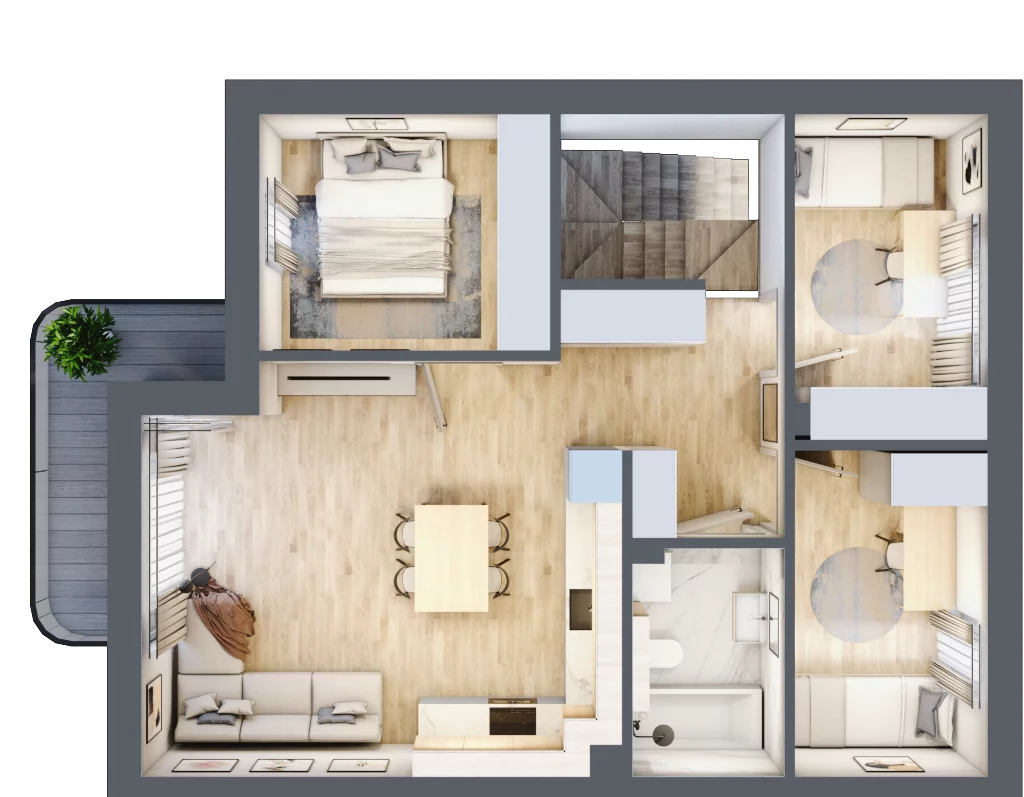 4 pokoje, mieszkanie 65,45 m², parter, oferta nr A.2, Zastawna, Łódź, Górna, ul. Zastawna