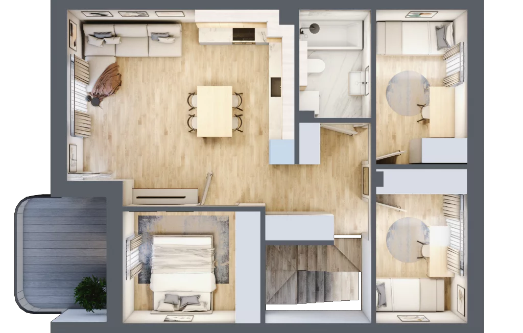 4 pokoje, mieszkanie 65,45 m², piętro 1, oferta nr A.18, Zastawna, Łódź, Górna, ul. Zastawna
