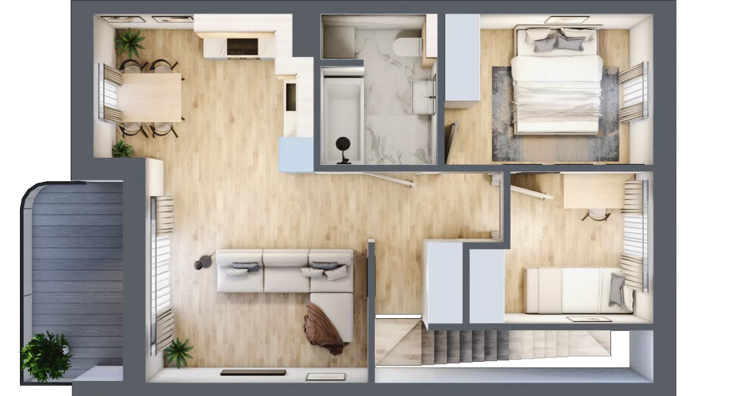 3 pokoje, mieszkanie 53,83 m², piętro 1, oferta nr A.4, Zastawna, Łódź, Górna, ul. Zastawna