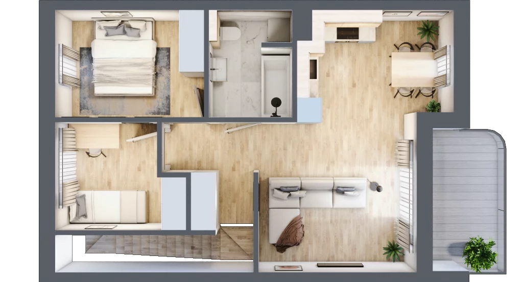 3 pokoje, mieszkanie 53,83 m², piętro 1, oferta nr B.18, Zastawna, Łódź, Górna, ul. Zastawna
