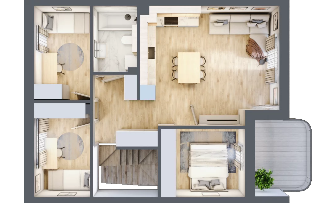 4 pokoje, mieszkanie 65,45 m², piętro 1, oferta nr B.10, Zastawna, Łódź, Górna, ul. Zastawna