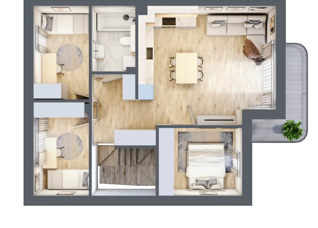 4 pokoje, mieszkanie 65,45 m², parter, oferta nr B.22, Zastawna, Łódź, Górna, ul. Zastawna