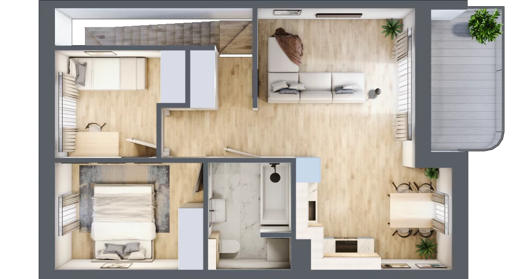 3 pokoje, mieszkanie 53,83 m², piętro 1, oferta nr B.14, Zastawna, Łódź, Górna, ul. Zastawna