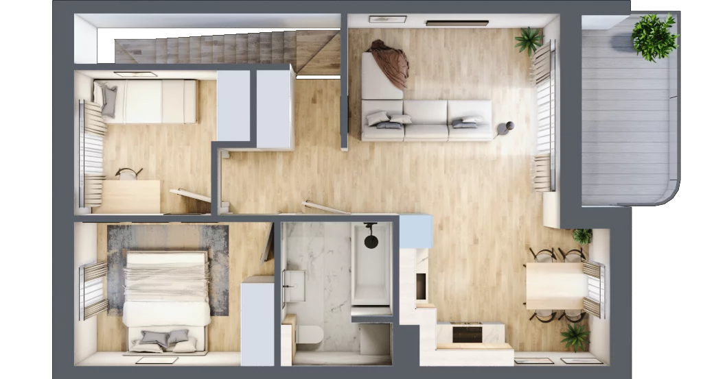 3 pokoje, mieszkanie 53,83 m², piętro 1, oferta nr B.6, Zastawna, Łódź, Górna, ul. Zastawna