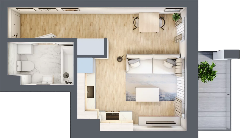 1 pokój, mieszkanie 27,20 m², piętro 1, oferta nr A15, Osiedle Zuchów, Łódź, Górna, Rokicie, ul. Zuchów 4