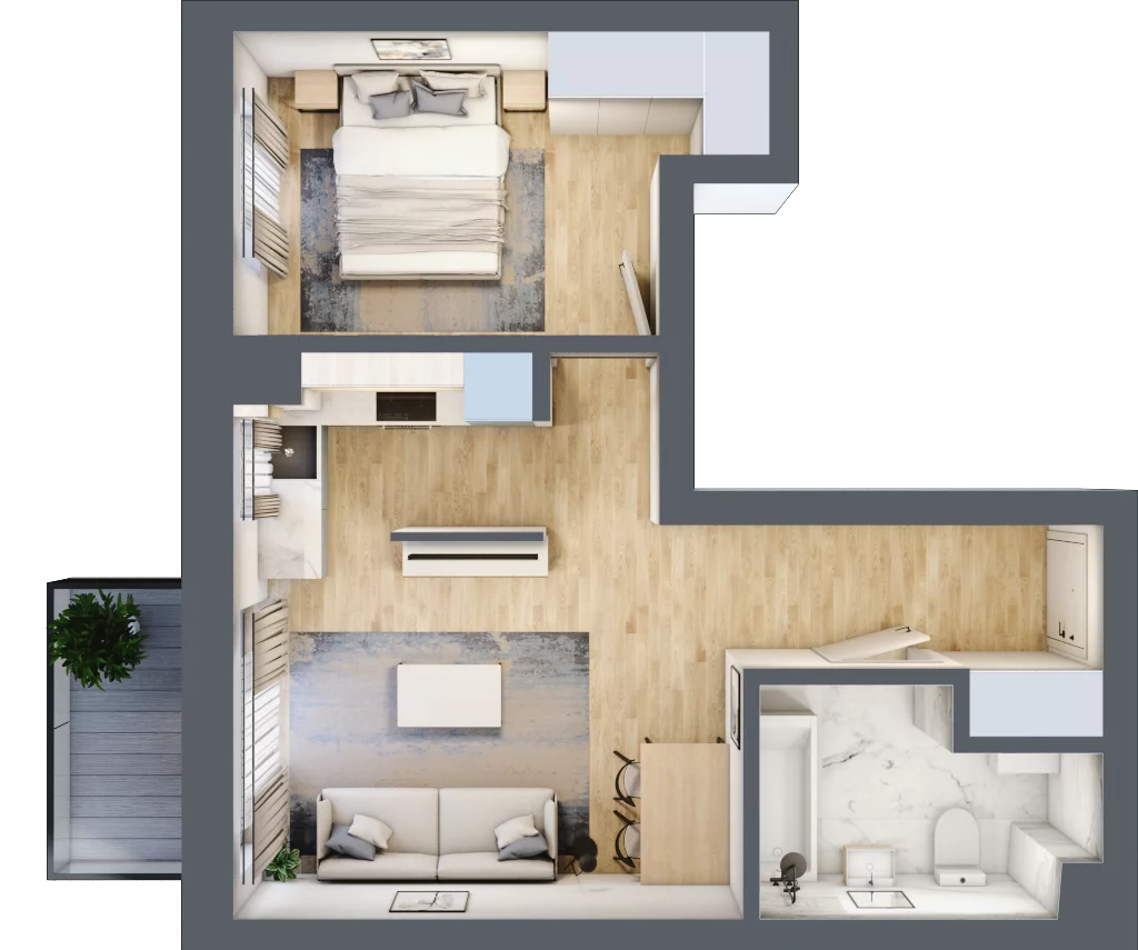 2 pokoje, mieszkanie 41,90 m², piętro 1, oferta nr A11, Osiedle Zuchów, Łódź, Górna, Rokicie, ul. Zuchów 4