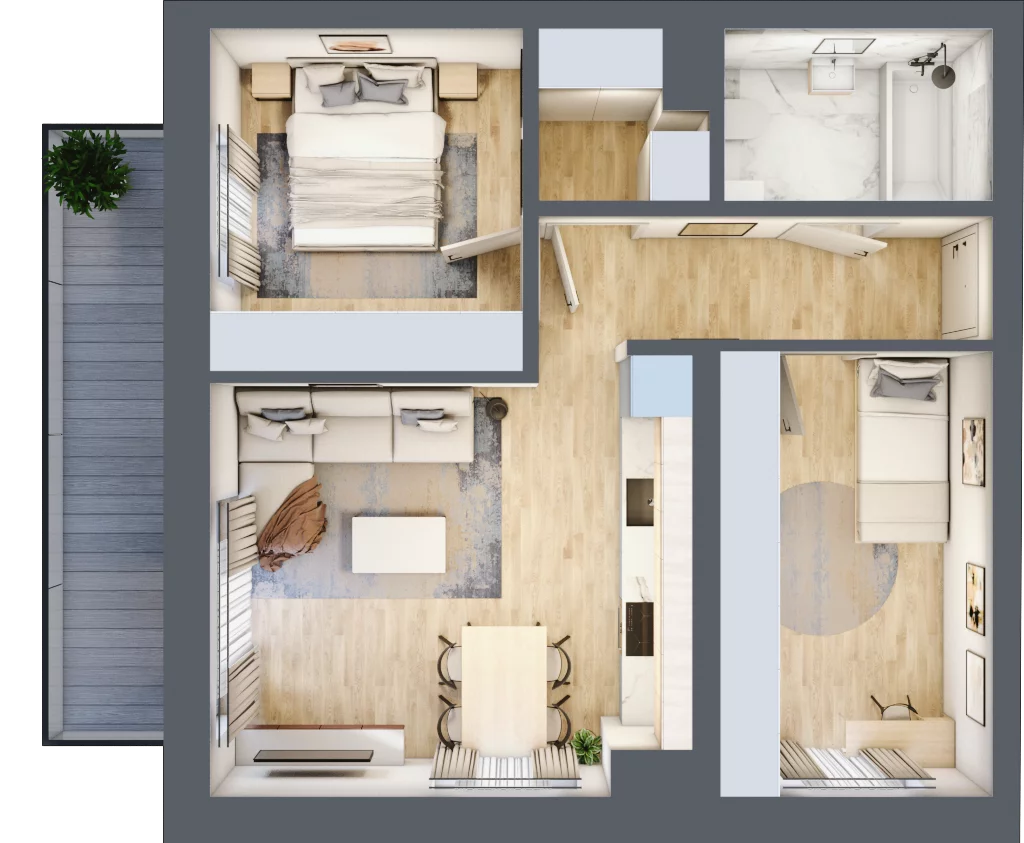 3 pokoje, mieszkanie 53,30 m², piętro 2, oferta nr A18, Osiedle Zuchów, Łódź, Górna, Rokicie, ul. Zuchów 4