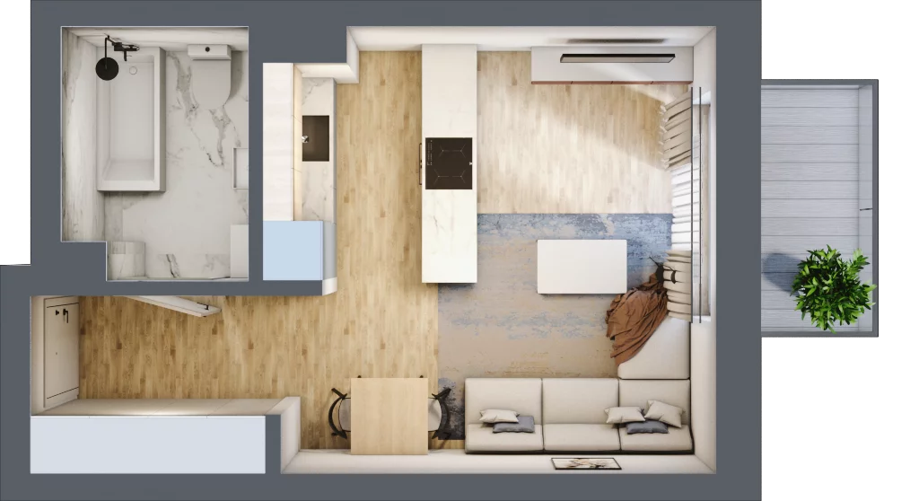 1 pokój, mieszkanie 29,22 m², piętro 2, oferta nr A22, Osiedle Zuchów, Łódź, Górna, Rokicie, ul. Zuchów 4