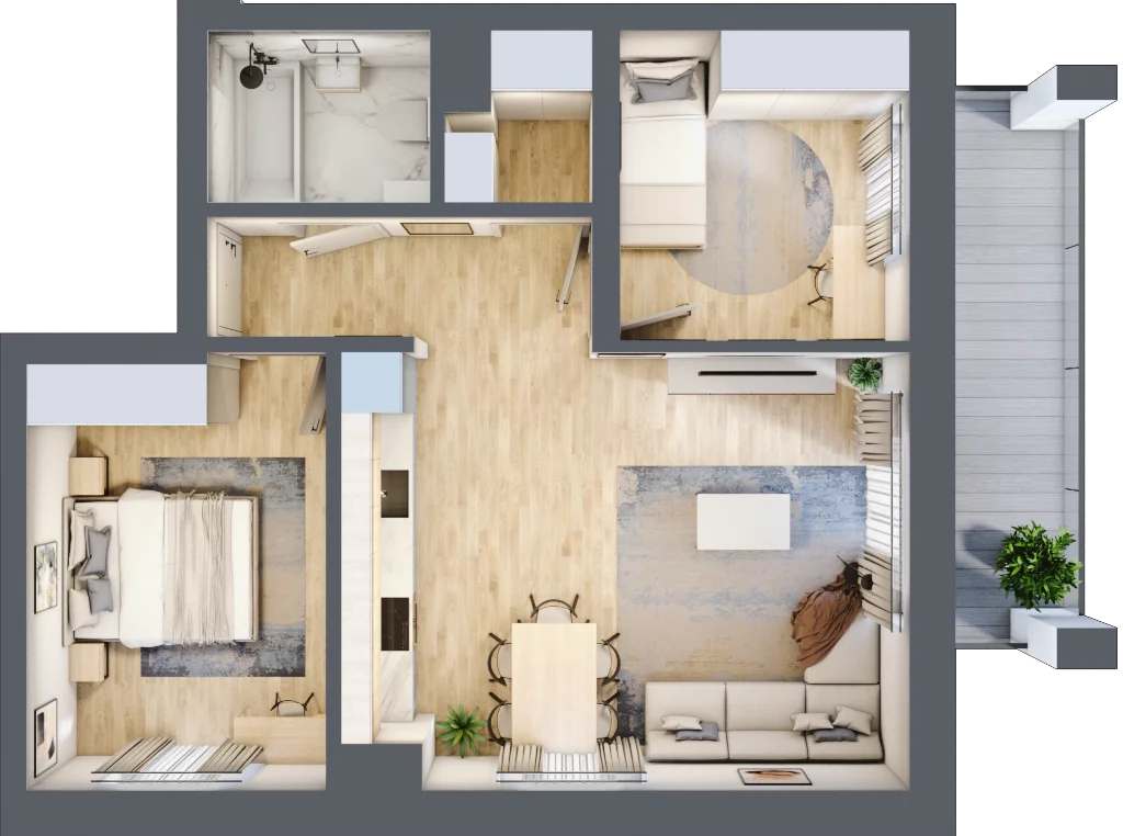 3 pokoje, mieszkanie 56,07 m², piętro 2, oferta nr A17, Osiedle Zuchów, Łódź, Górna, Rokicie, ul. Zuchów 4