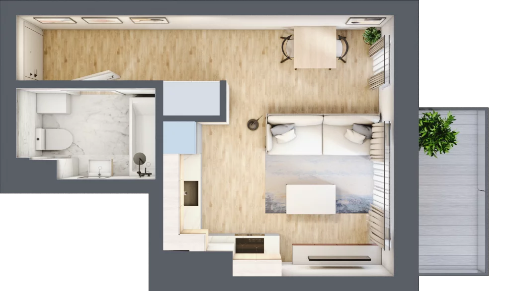 1 pokój, mieszkanie 26,92 m², piętro 3, oferta nr A31, Osiedle Zuchów, Łódź, Górna, Rokicie, ul. Zuchów 4