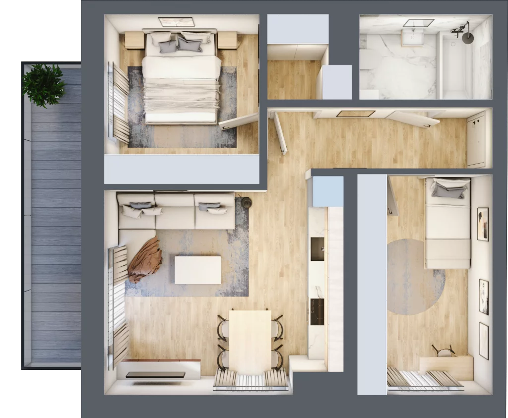 3 pokoje, mieszkanie 53,12 m², piętro 3, oferta nr A26, Osiedle Zuchów, Łódź, Górna, Rokicie, ul. Zuchów 4