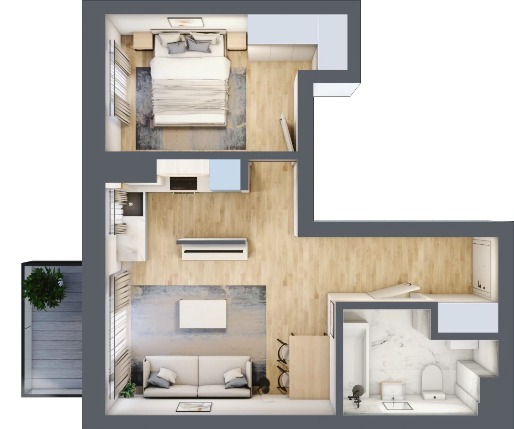 2 pokoje, mieszkanie 41,64 m², piętro 3, oferta nr A27, Osiedle Zuchów, Łódź, Górna, Rokicie, ul. Zuchów 4