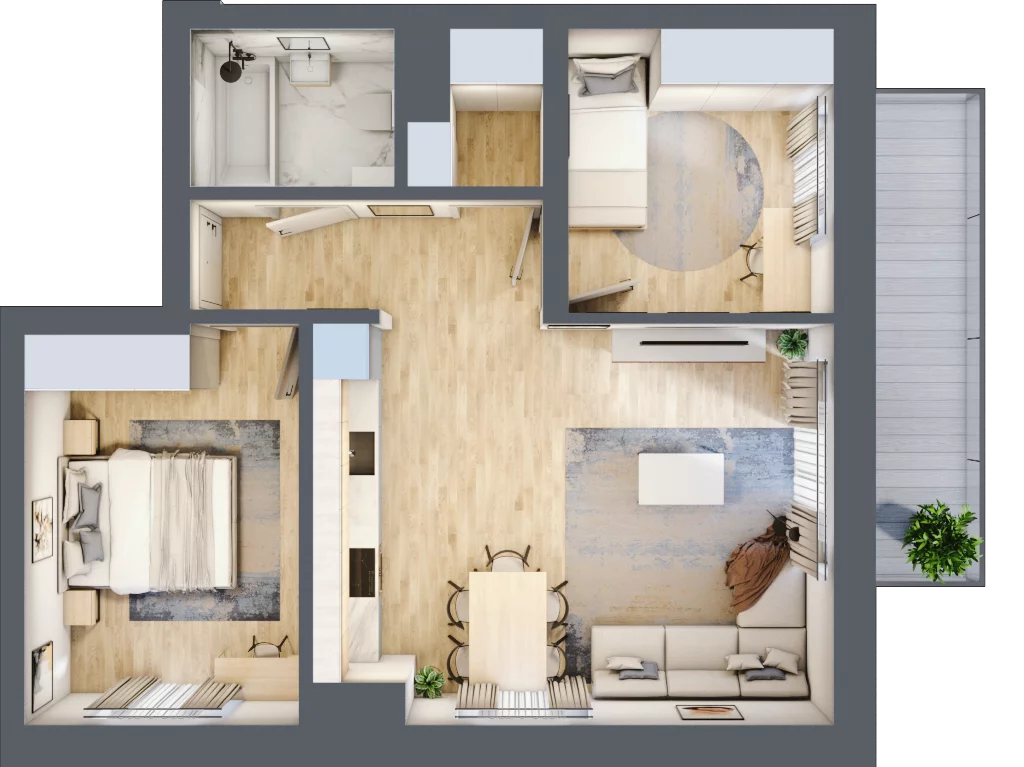3 pokoje, mieszkanie 55,88 m², piętro 3, oferta nr A25, Osiedle Zuchów, Łódź, Górna, Rokicie, ul. Zuchów 4