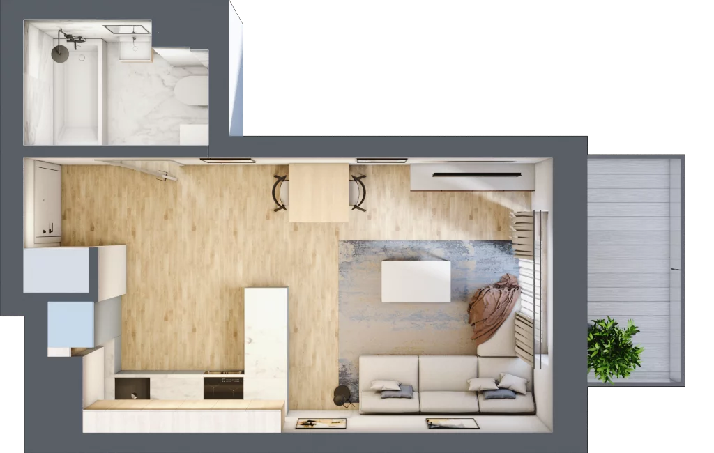 1 pokój, mieszkanie 27,73 m², piętro 3, oferta nr A24, Osiedle Zuchów, Łódź, Górna, Rokicie, ul. Zuchów 4