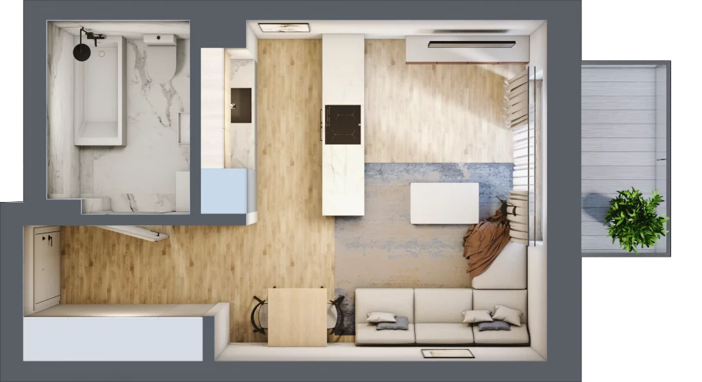 1 pokój, mieszkanie 29,40 m², piętro 1, oferta nr A14, Osiedle Zuchów, Łódź, Górna, Rokicie, ul. Zuchów 4
