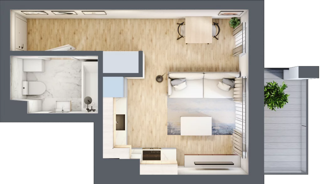 1 pokój, mieszkanie 27,11 m², piętro 2, oferta nr A23, Osiedle Zuchów, Łódź, Górna, Rokicie, ul. Zuchów 4