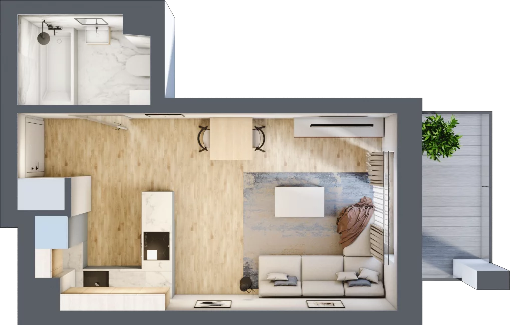 1 pokój, mieszkanie 28,00 m², piętro 1, oferta nr D9, Osiedle Zuchów, Łódź, Górna, Rokicie, ul. Zuchów 4