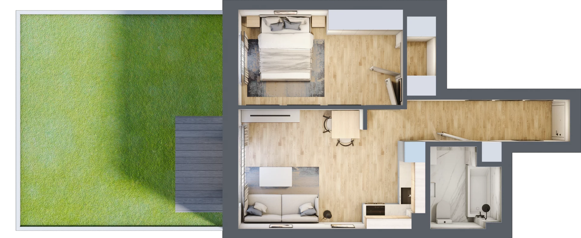 2 pokoje, mieszkanie 44,09 m², parter, oferta nr D4, Osiedle Zuchów, Łódź, Górna, Rokicie, ul. Zuchów 4
