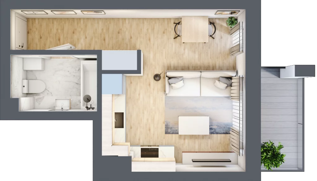 1 pokój, mieszkanie 27,30 m², piętro 1, oferta nr D17, Osiedle Zuchów, Łódź, Górna, Rokicie, ul. Zuchów 4