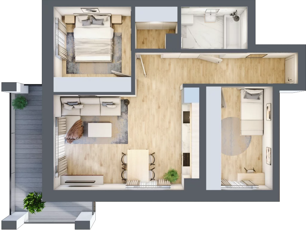 3 pokoje, mieszkanie 57,92 m², piętro 1, oferta nr D11, Osiedle Zuchów, Łódź, Górna, Rokicie, ul. Zuchów 4