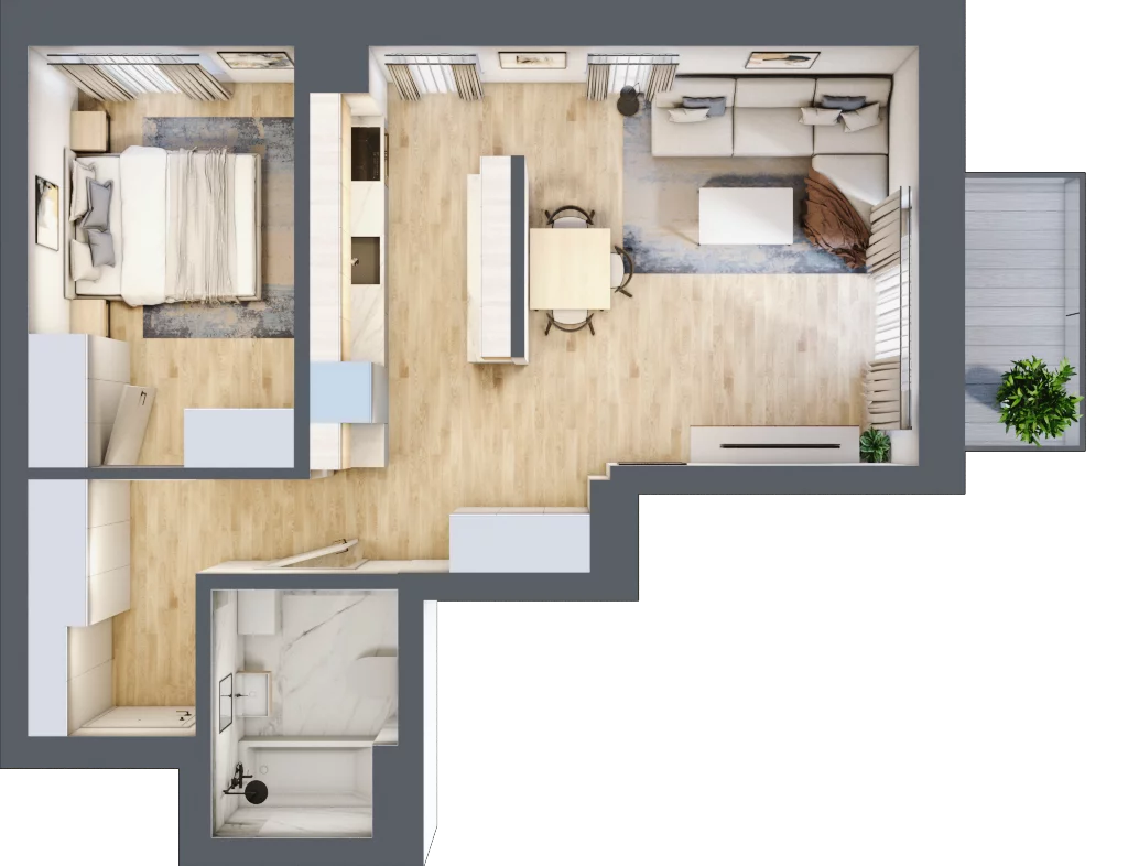 2 pokoje, mieszkanie 47,58 m², piętro 2, oferta nr D24, Osiedle Zuchów, Łódź, Górna, Rokicie, ul. Zuchów 4