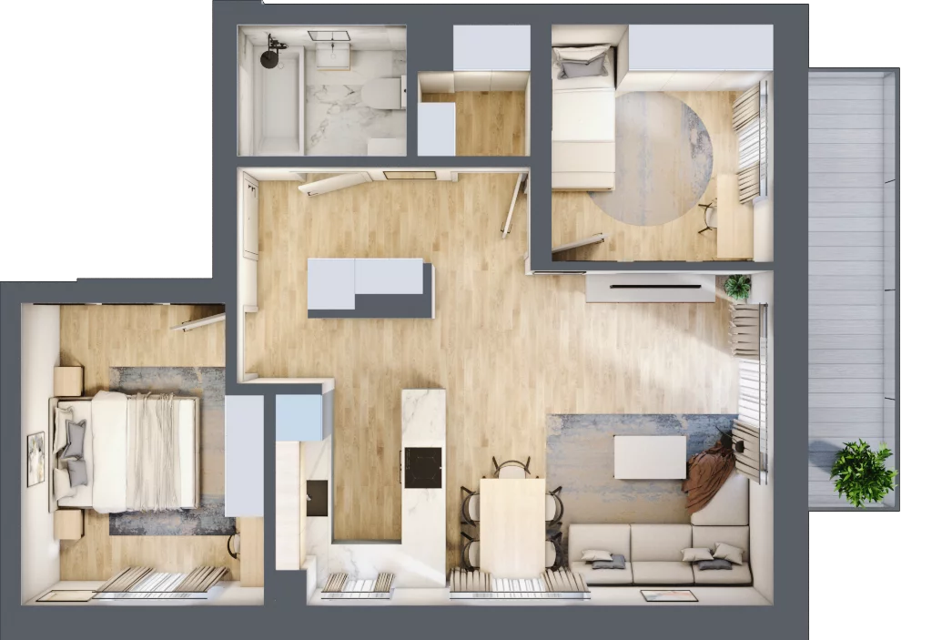 3 pokoje, mieszkanie 59,50 m², piętro 1, oferta nr D10, Osiedle Zuchów, Łódź, Górna, Rokicie, ul. Zuchów 4