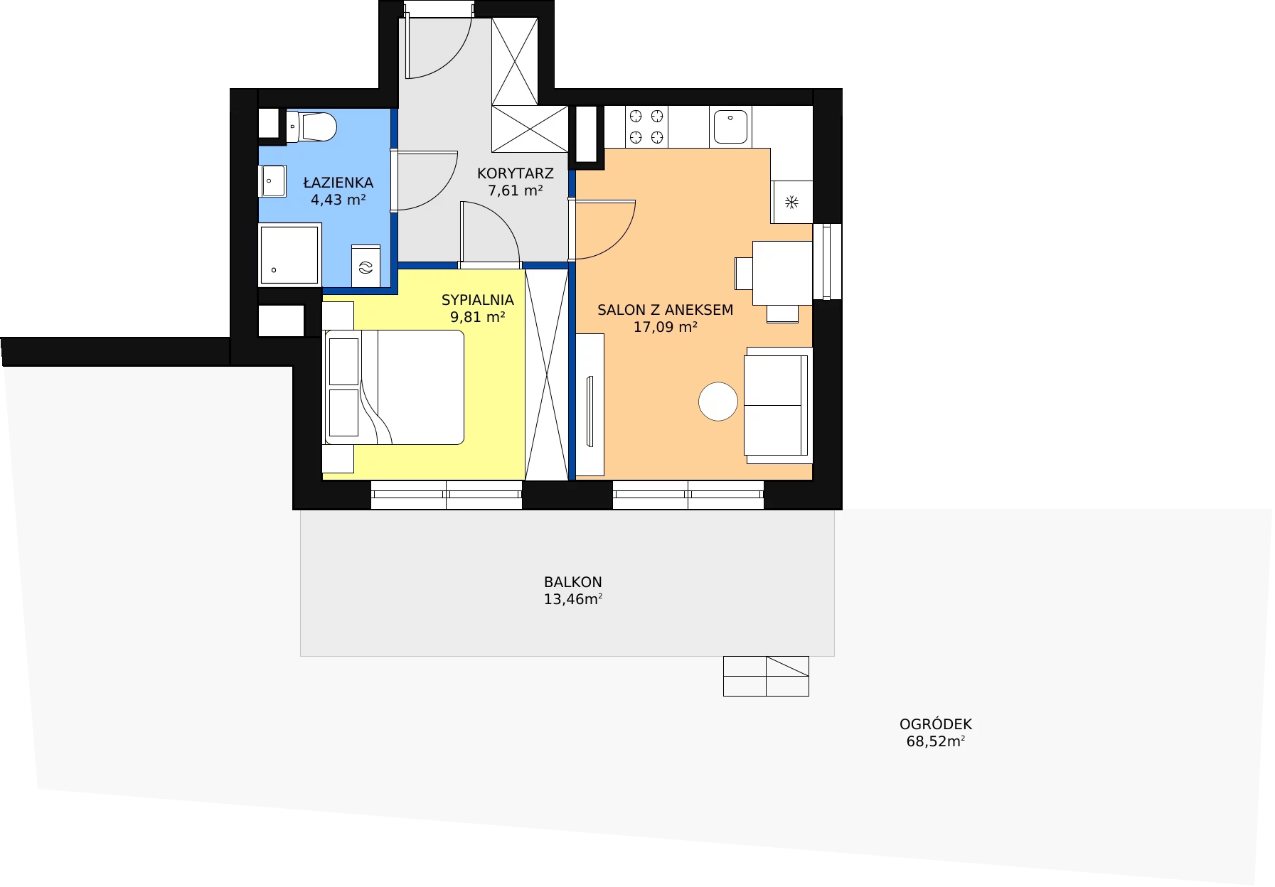 Zalety mieszkania 38.47 m², M3