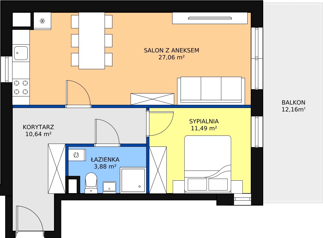 Zalety mieszkania 50.58 m², M4