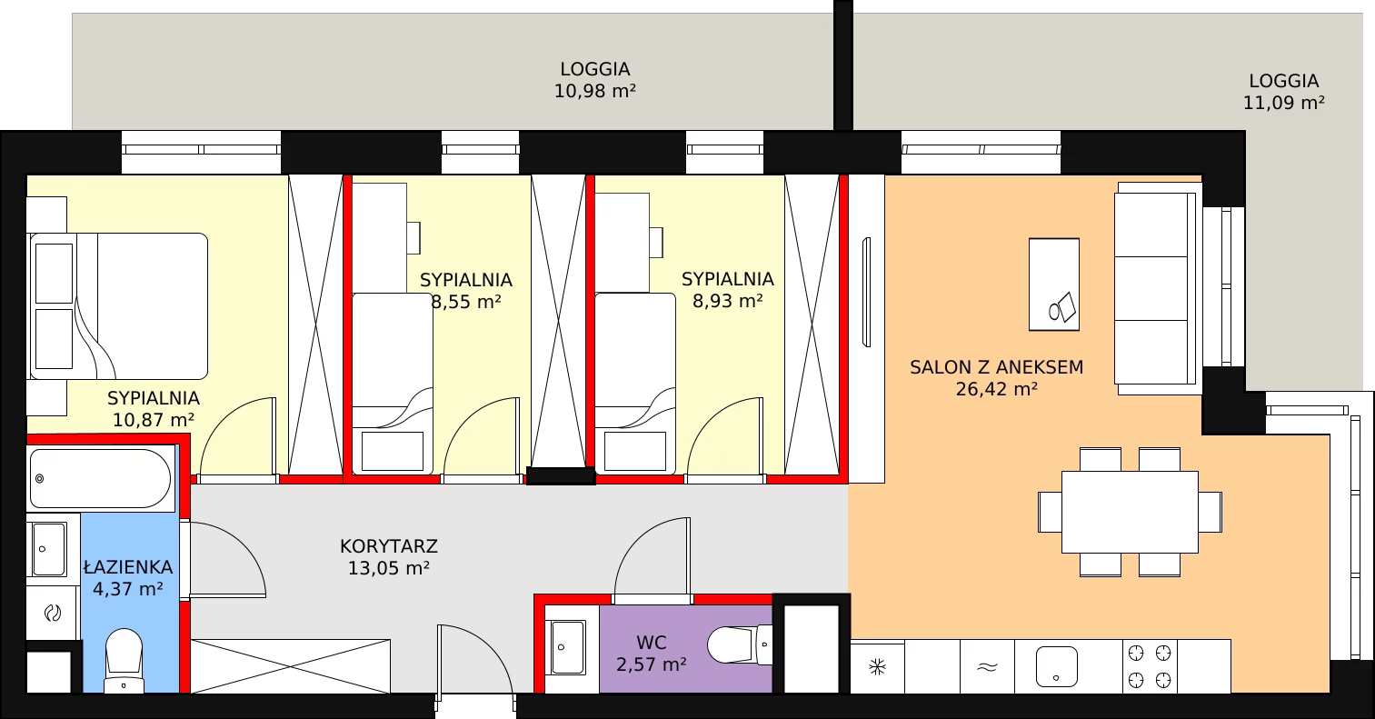 Nowe mieszkanie, 74,76 m², 4 pokoje, 4 piętro, oferta nr 19/B7