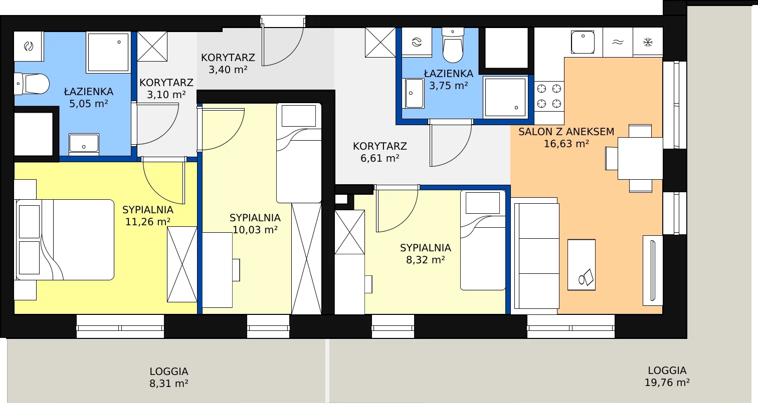 Zalety mieszkania 68.15 m², 51/B7